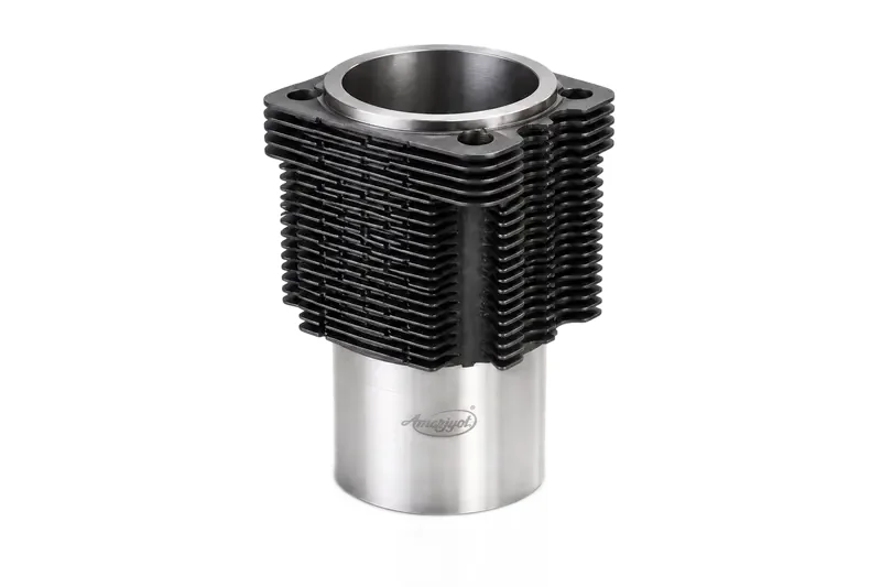 A single Amarjyot air-cooled cylinder block with dark fins and a machined spigot